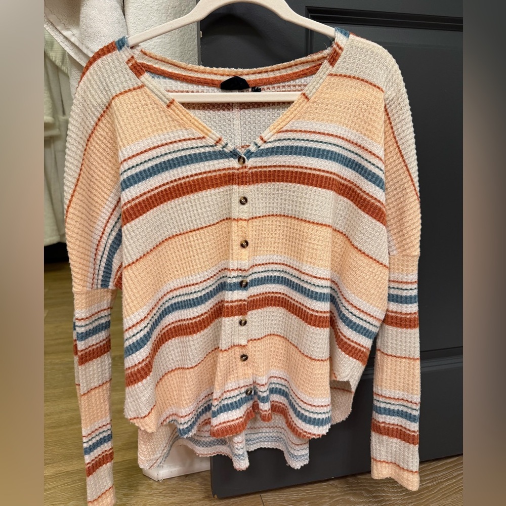 Altar'd State Multicolor Striped Button-Up Top